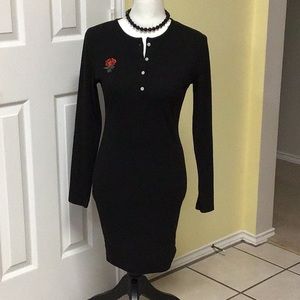 VINE & VALLEY BODYCON BLACK DRESS SM
